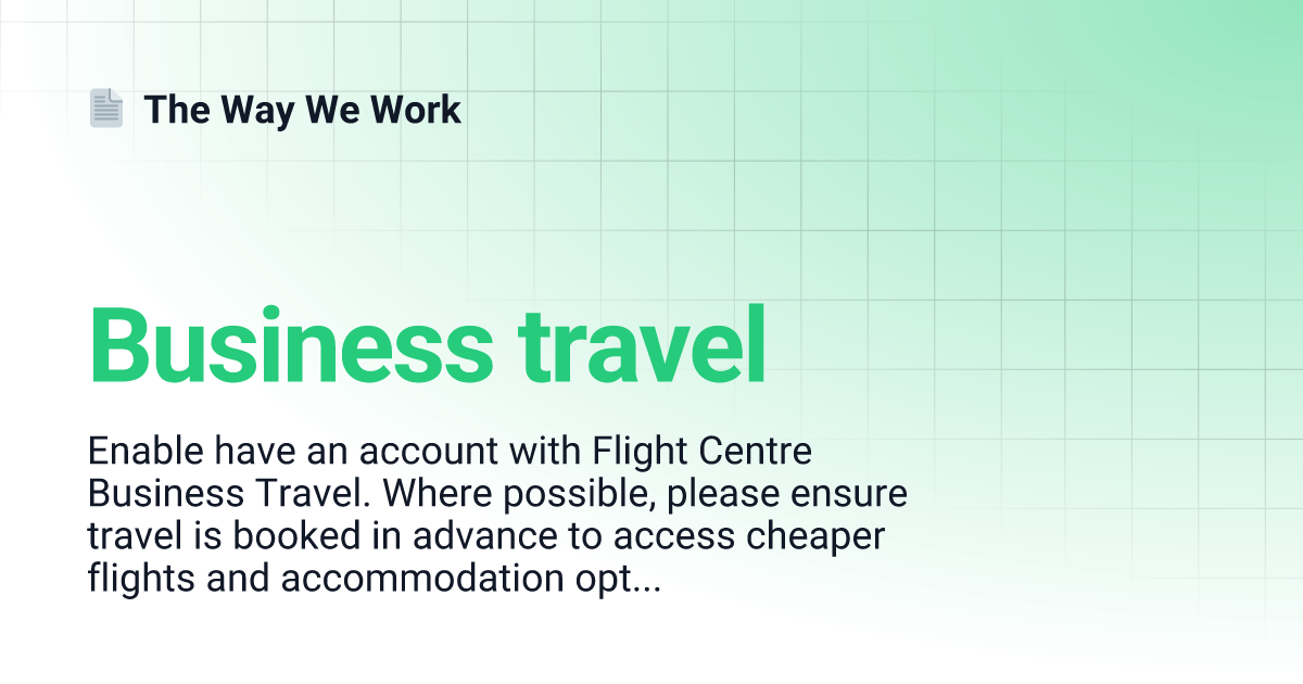 Business travel | The Way We Work